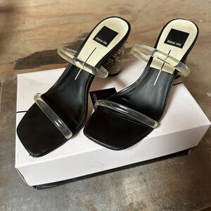 Dolce Vita Black Heeled Sandals with Metallic Accents